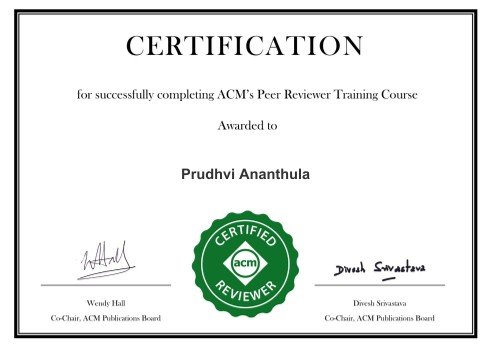 ACM Certified Reviewer