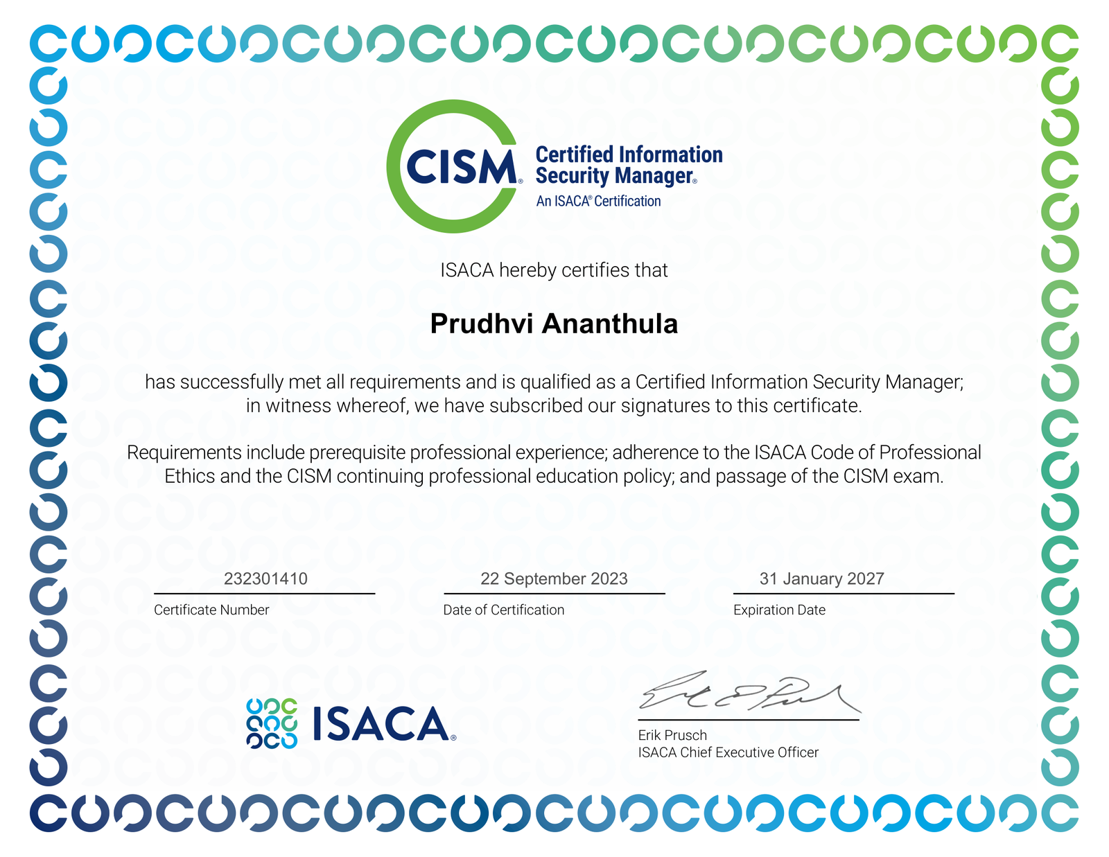 CISM — Certified Information Security Manager